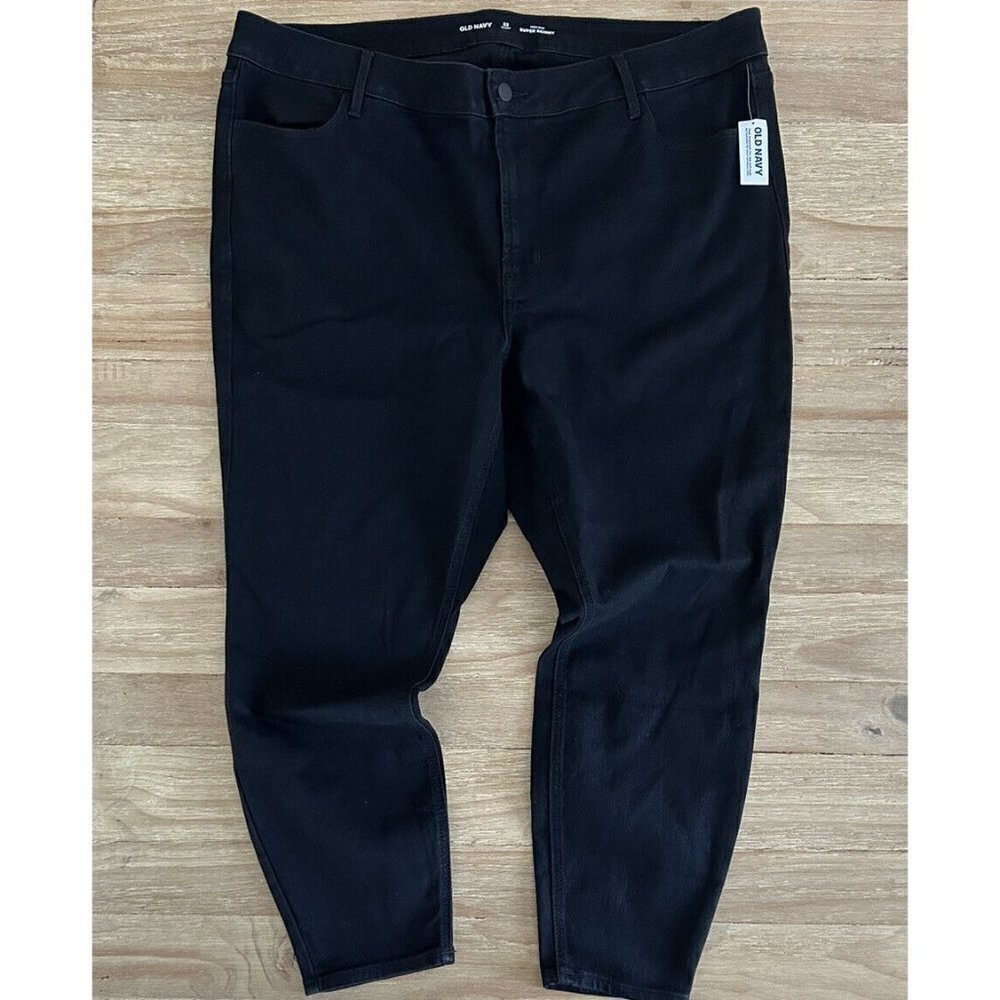 Old Navy Jeans Womens Black Denim High-Rise Super Skinny Size 22 Short NEW